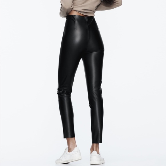 Zara Faux Leather Black Leggings - Picture 1 of 4